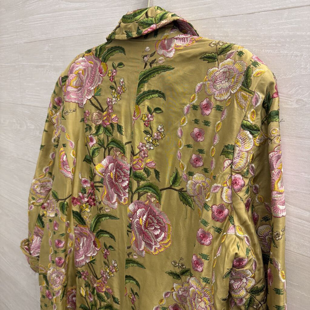 ECI New York Green/ Pink Embroidered Floral Silk Jacket 18W