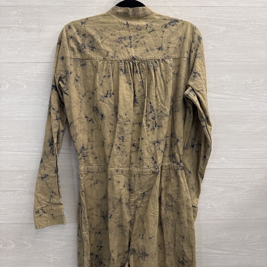 Matta Brown/ Navy Tie Dye Print Long Sleeve Jumpsuit Medium