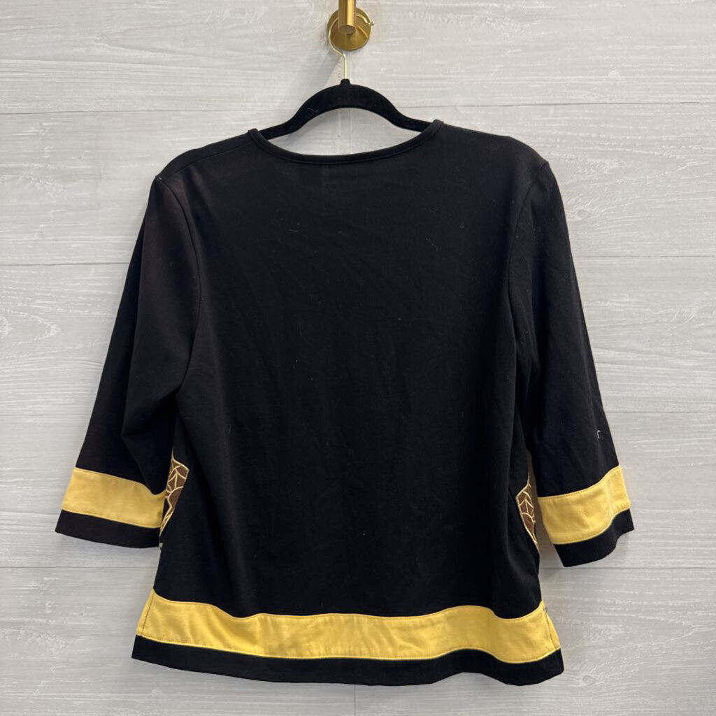 Vintage Onque Casuals Black Embroidered Giraffe Top Small