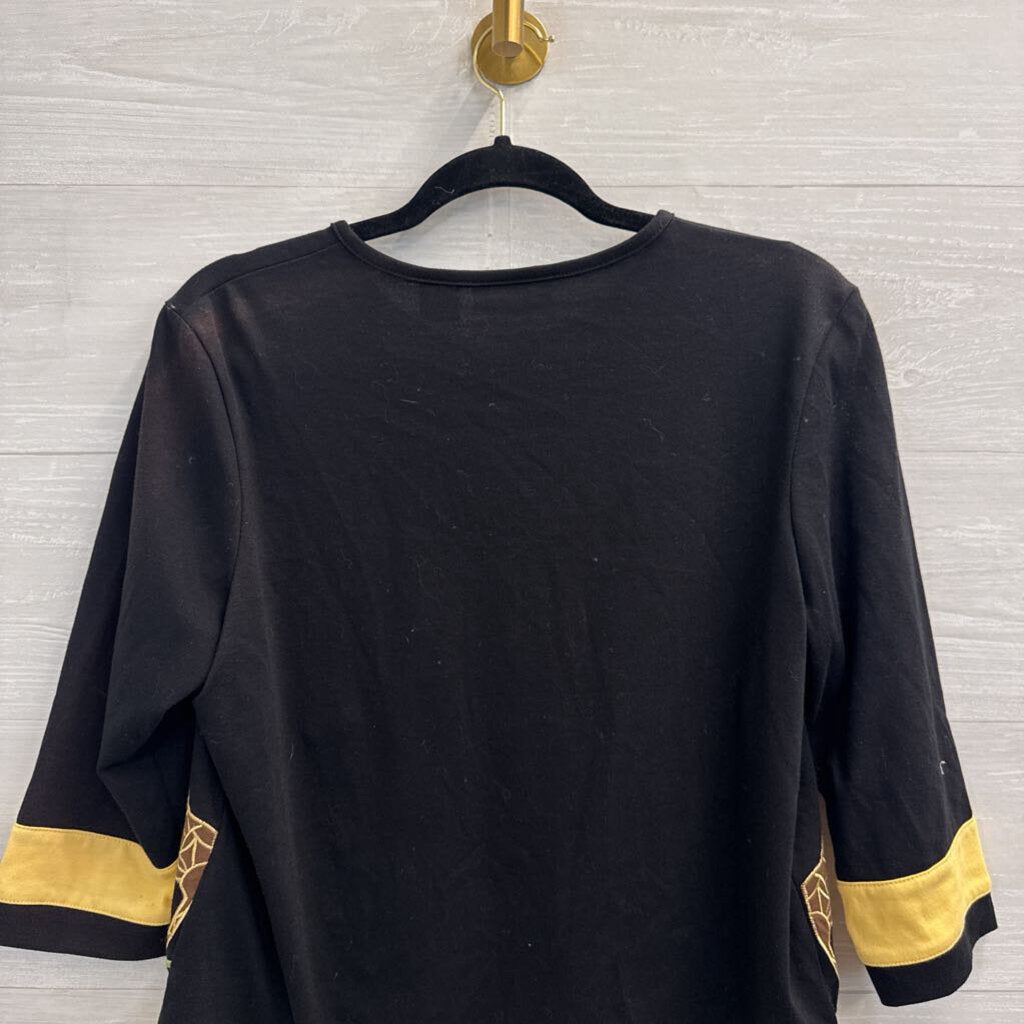 Vintage Onque Casuals Black Embroidered Giraffe Top Small