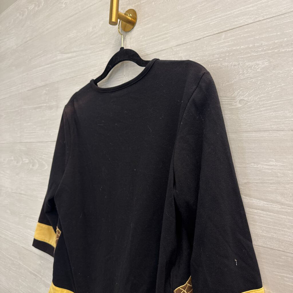Vintage Onque Casuals Black Embroidered Giraffe Top Small