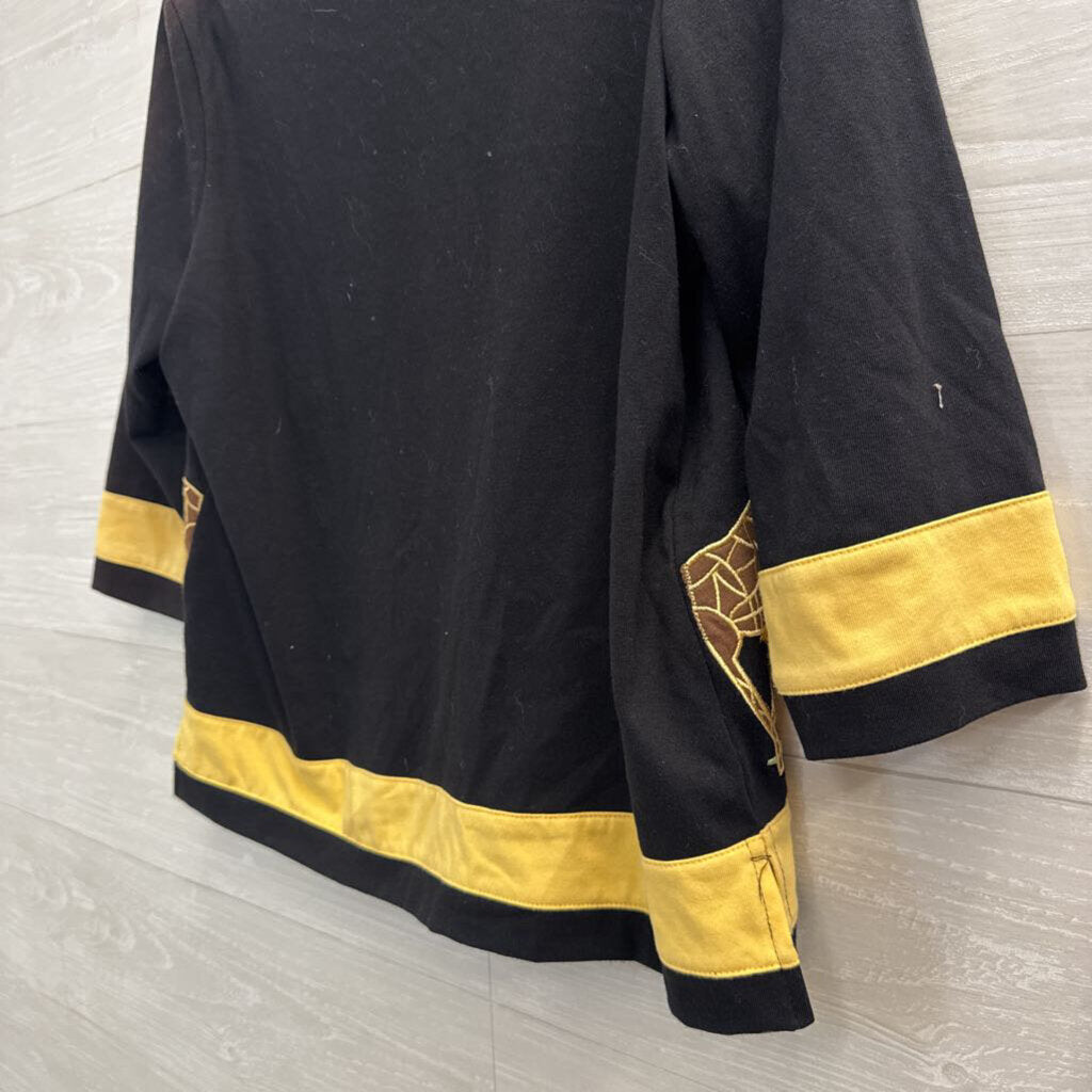 Vintage Onque Casuals Black Embroidered Giraffe Top Small