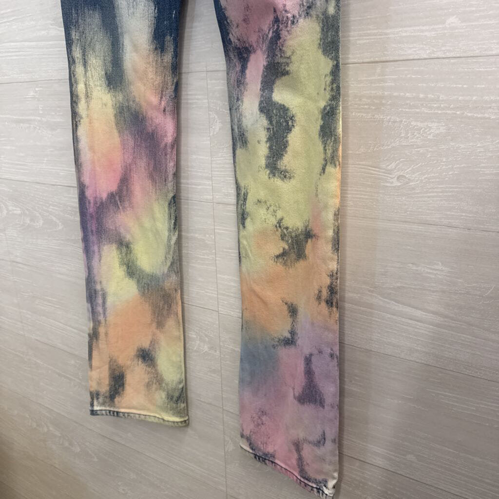 Roberto Cavalli Medium Wash Bleached Tie Dye Jeans 40