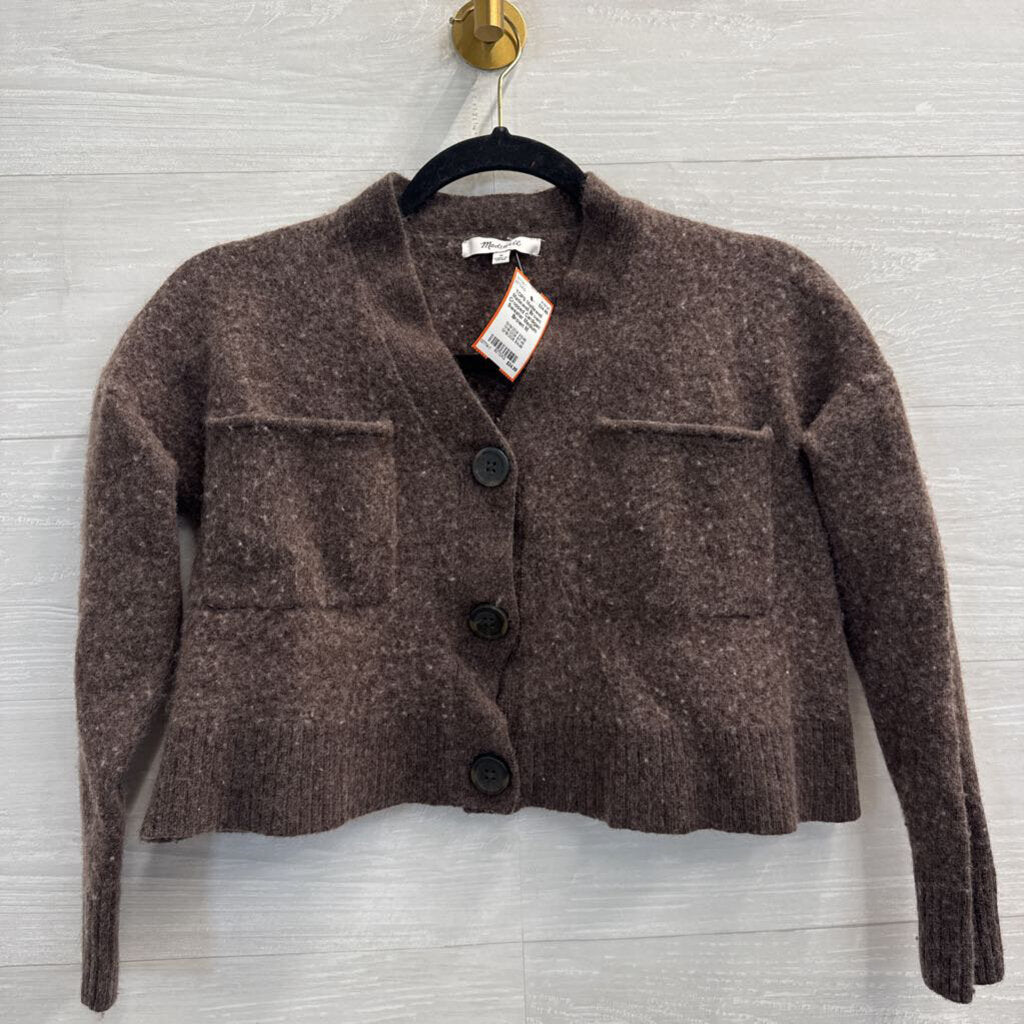 Madewell Brown Cropped Cardigan Sweater Medium