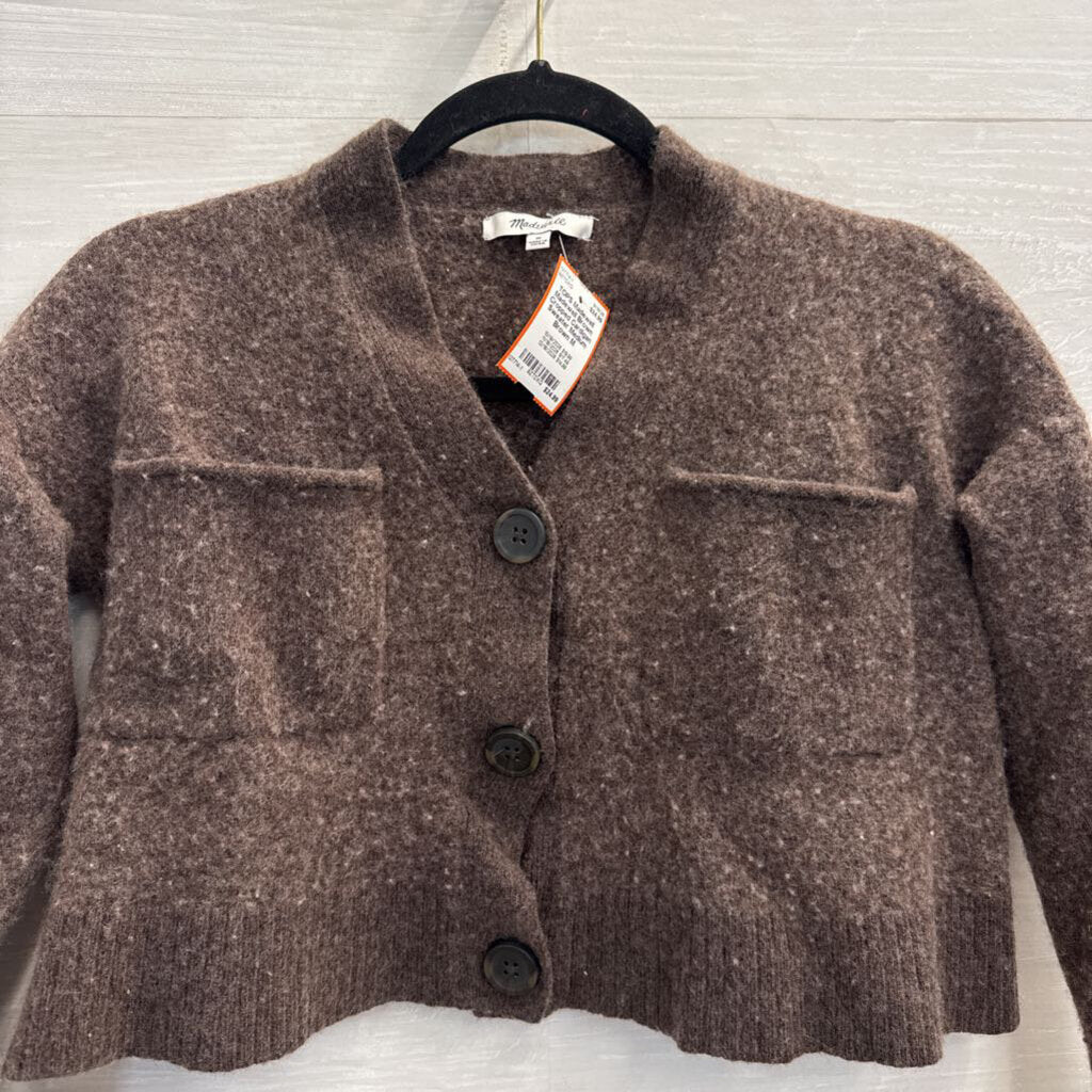Madewell Brown Cropped Cardigan Sweater Medium