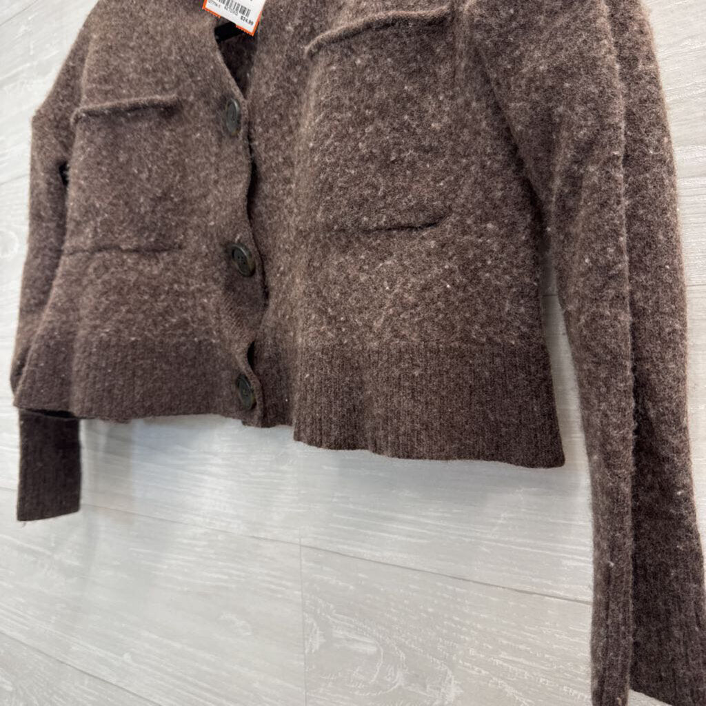 Madewell Brown Cropped Cardigan Sweater Medium