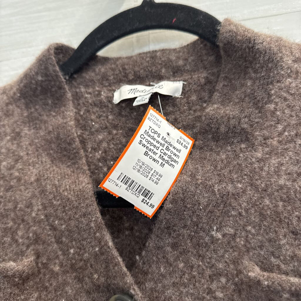 Madewell Brown Cropped Cardigan Sweater Medium