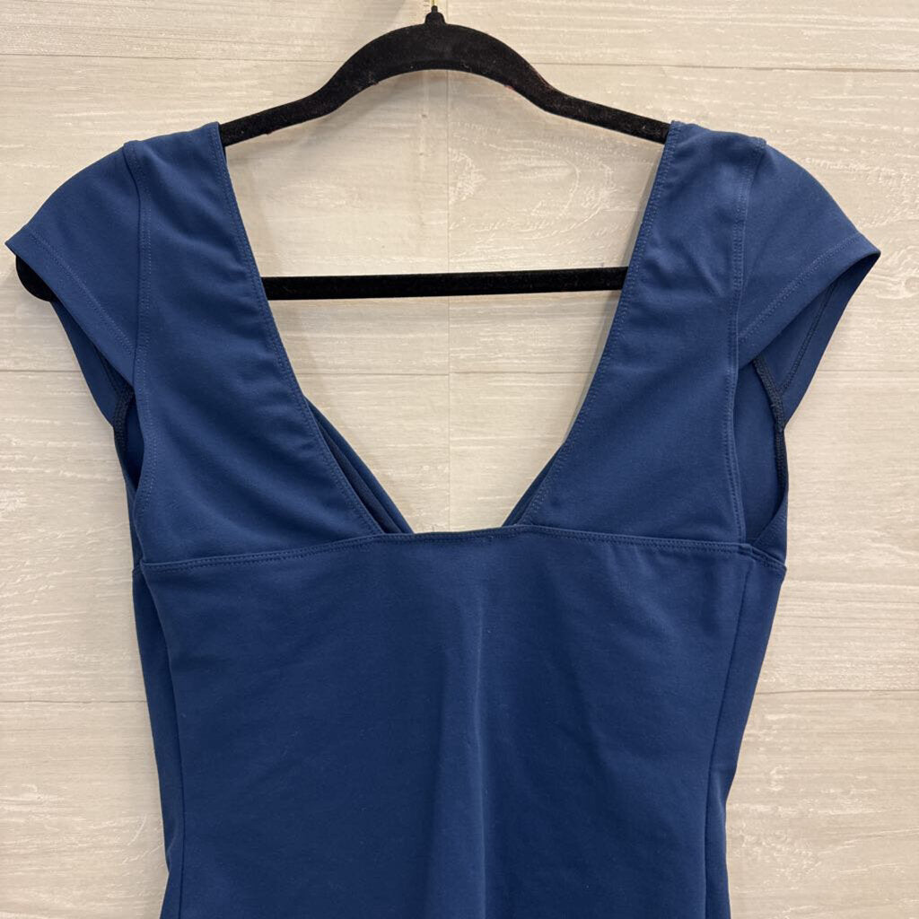 Intimately Free People Blue Short Sleeve V Neck Top Medium