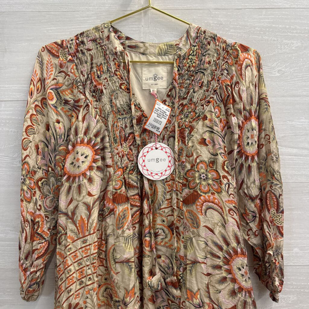 Umgee Green/ Multi Print Long Sleeve Top Medium