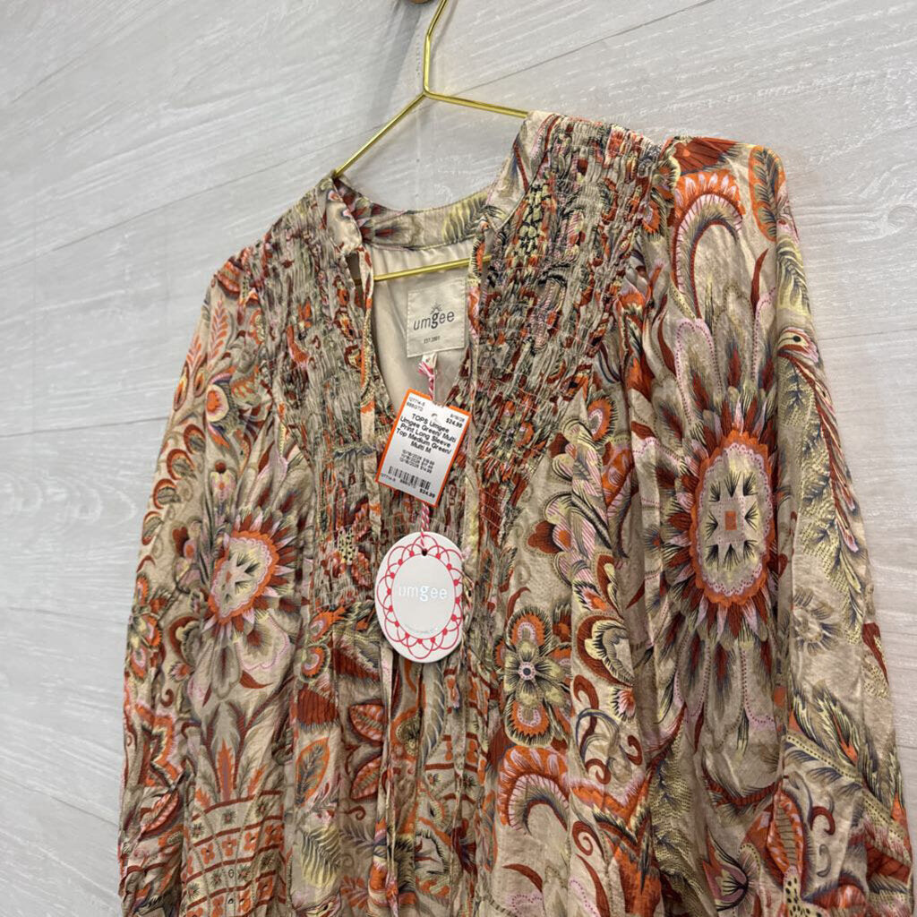 Umgee Green/ Multi Print Long Sleeve Top Medium