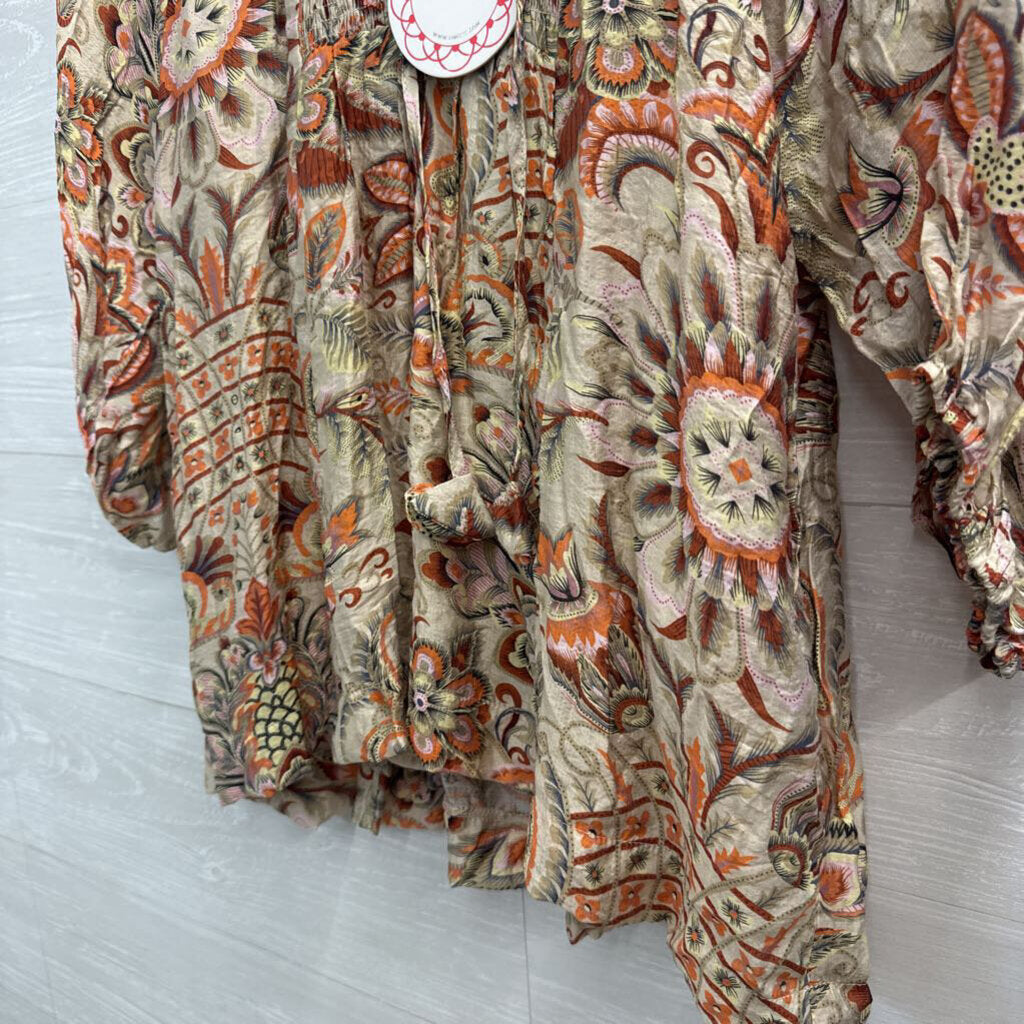Umgee Green/ Multi Print Long Sleeve Top Medium