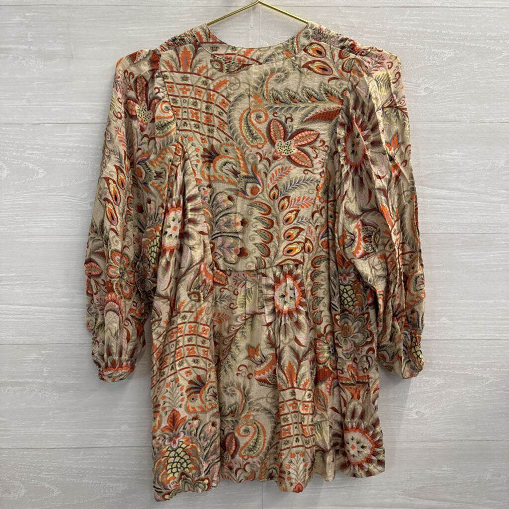 Umgee Green/ Multi Print Long Sleeve Top Medium