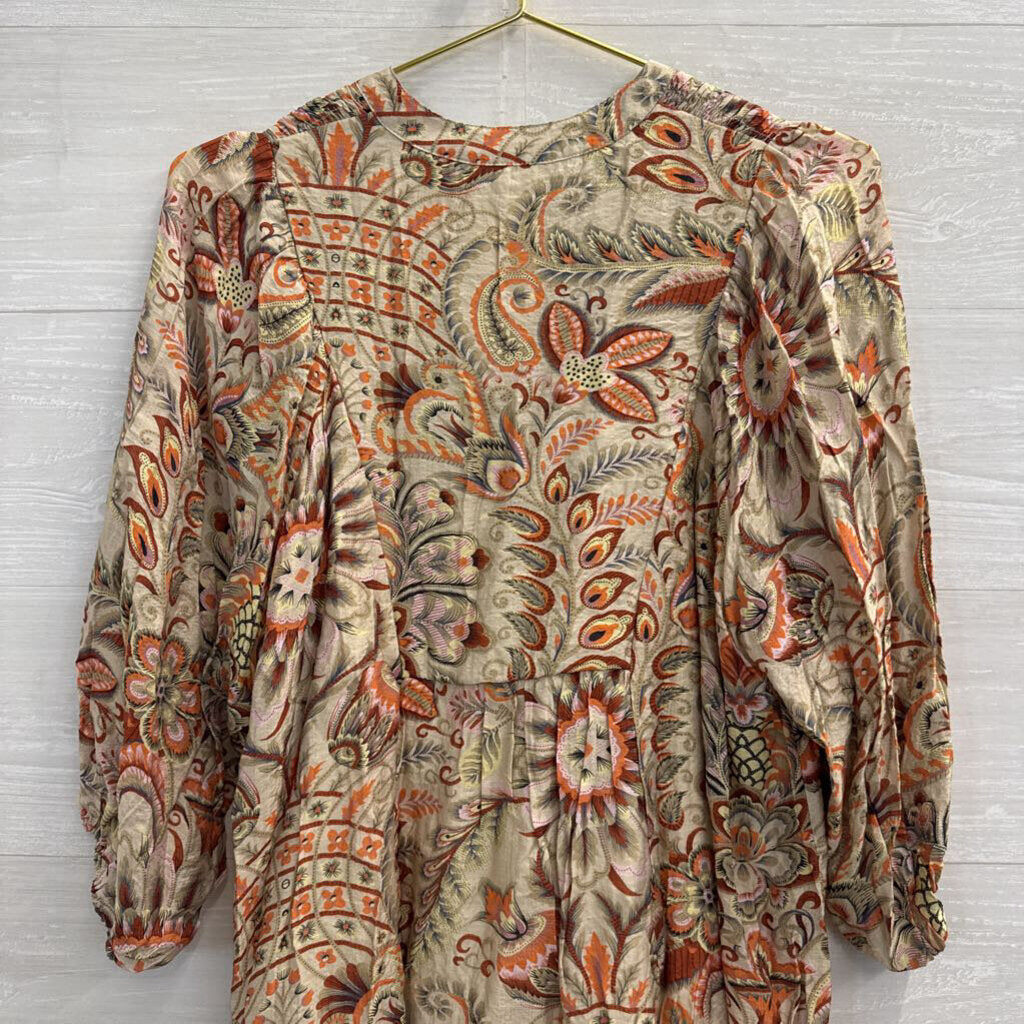 Umgee Green/ Multi Print Long Sleeve Top Medium