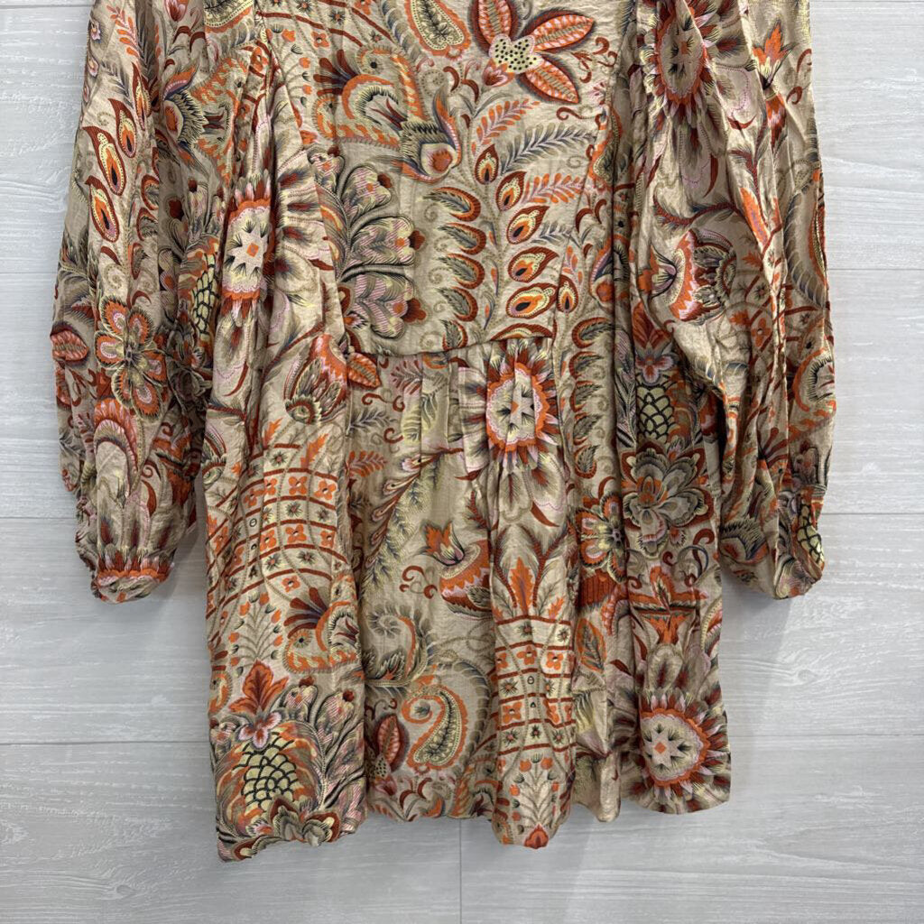 Umgee Green/ Multi Print Long Sleeve Top Medium