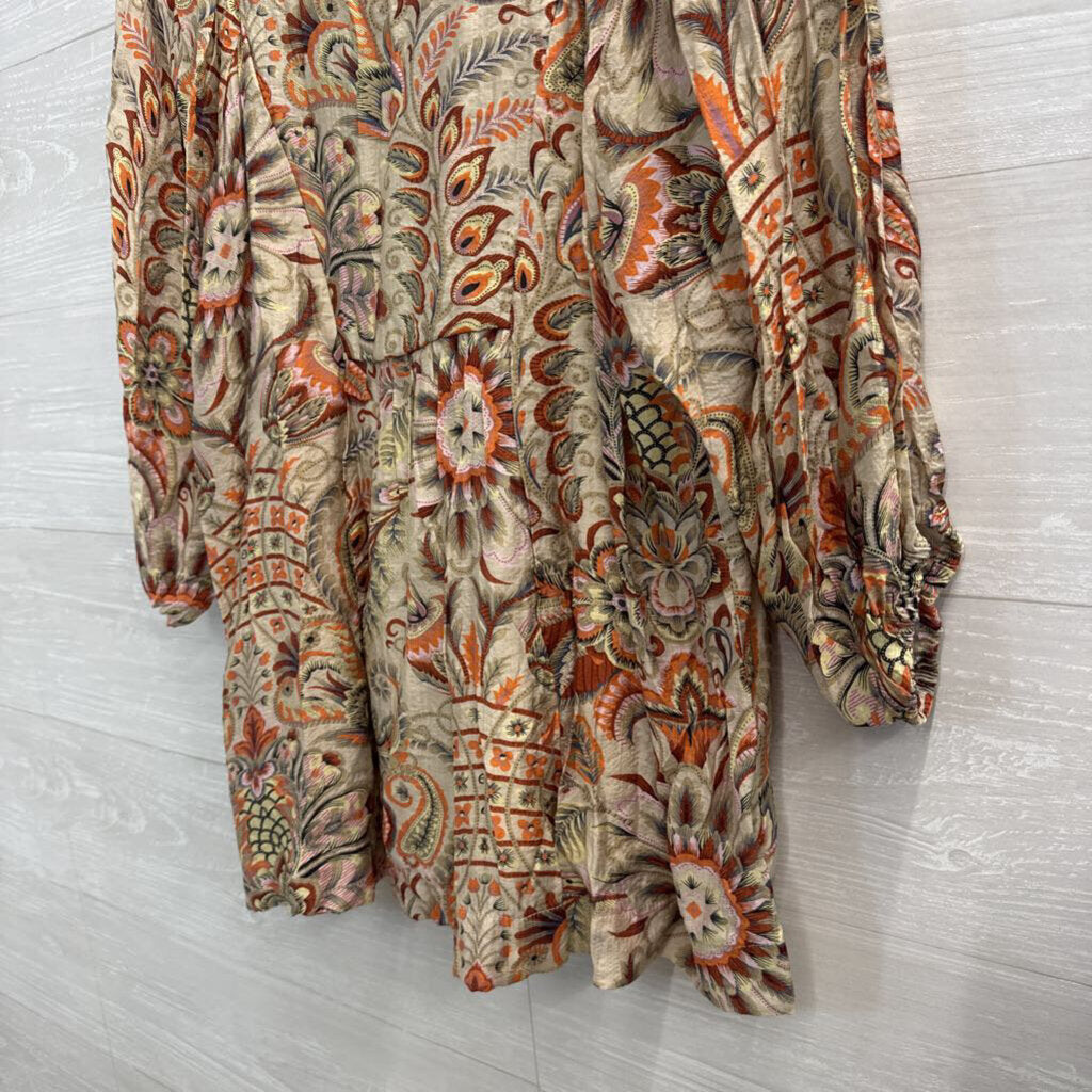 Umgee Green/ Multi Print Long Sleeve Top Medium