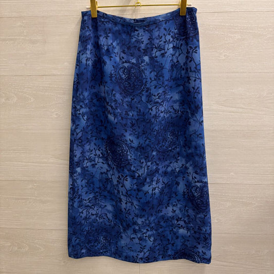 Vintage Casual Corner Blue Print Midi Skirt 6 Petite