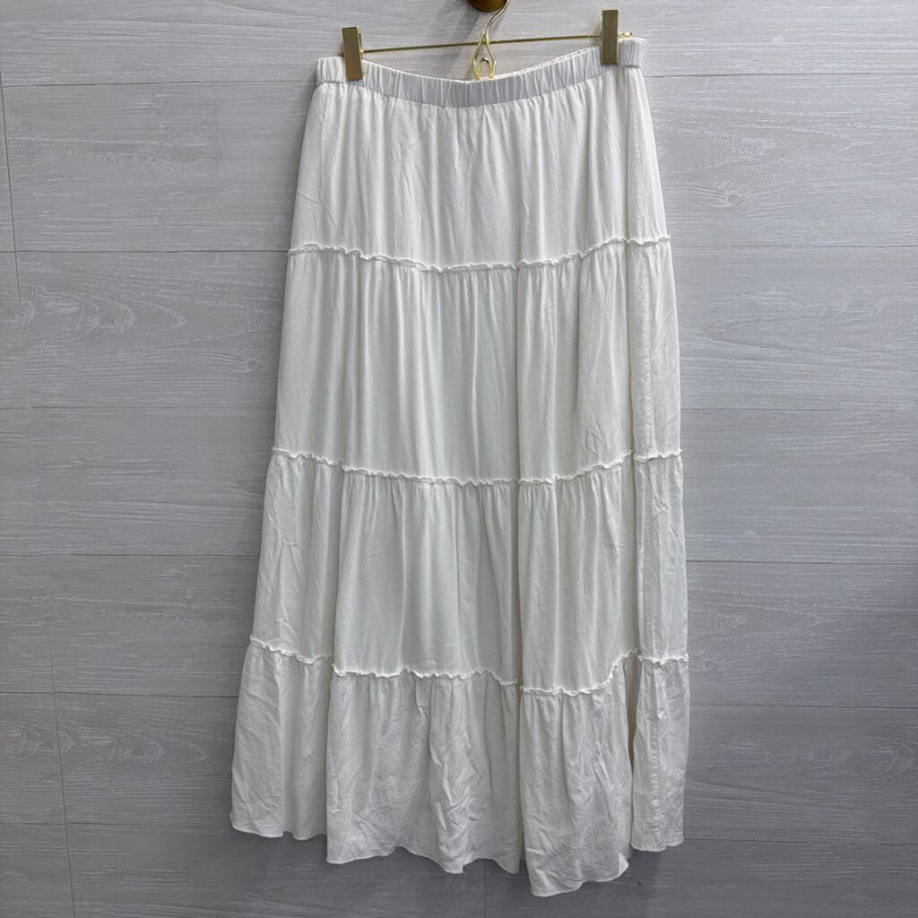 John Galt White Tiered Maxi Skirt Small/ Medium