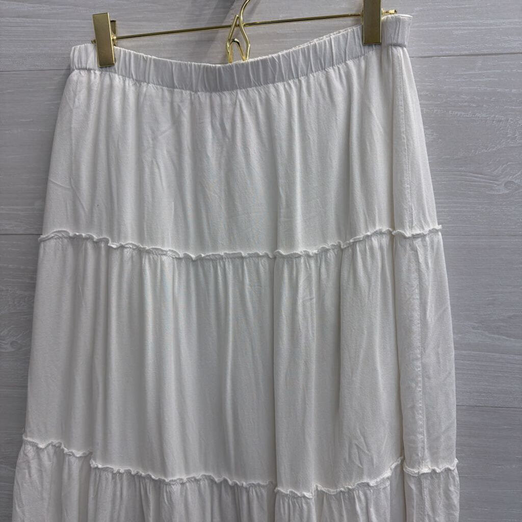 John Galt White Tiered Maxi Skirt Small/ Medium