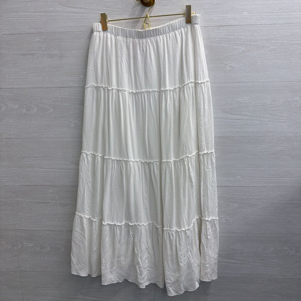 John Galt White Tiered Maxi Skirt Small/ Medium