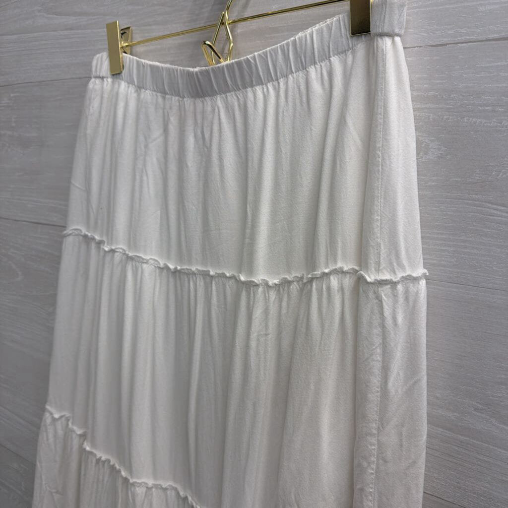John Galt White Tiered Maxi Skirt Small/ Medium