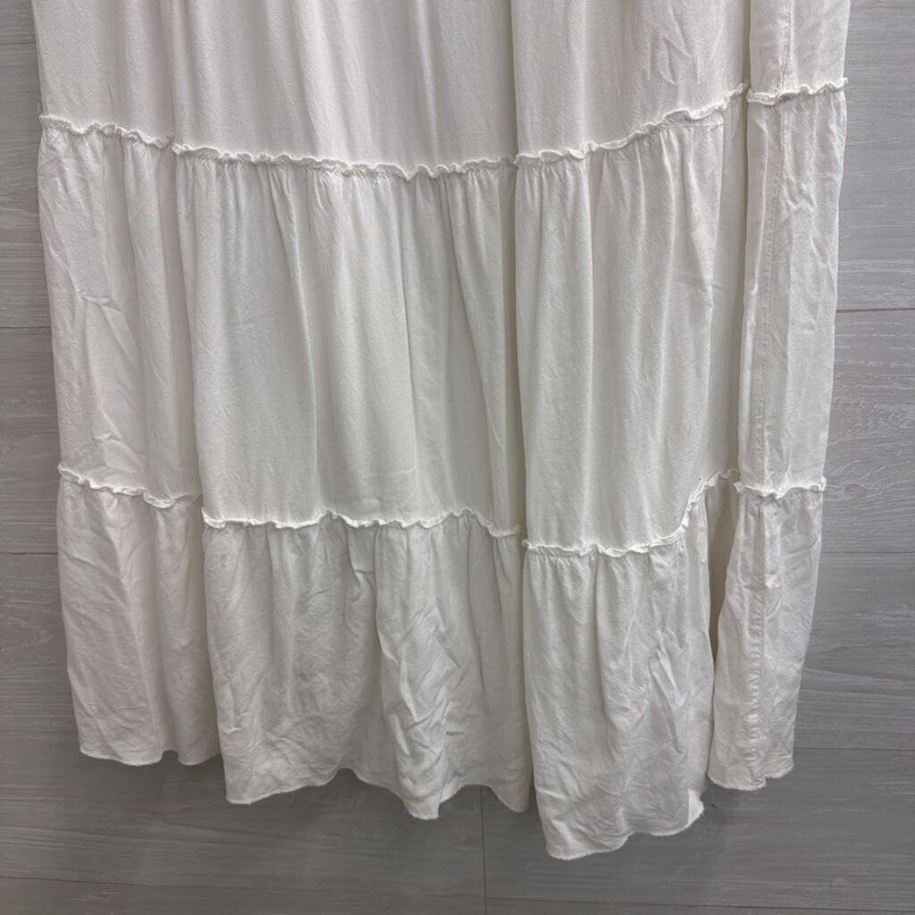 John Galt White Tiered Maxi Skirt Small/ Medium