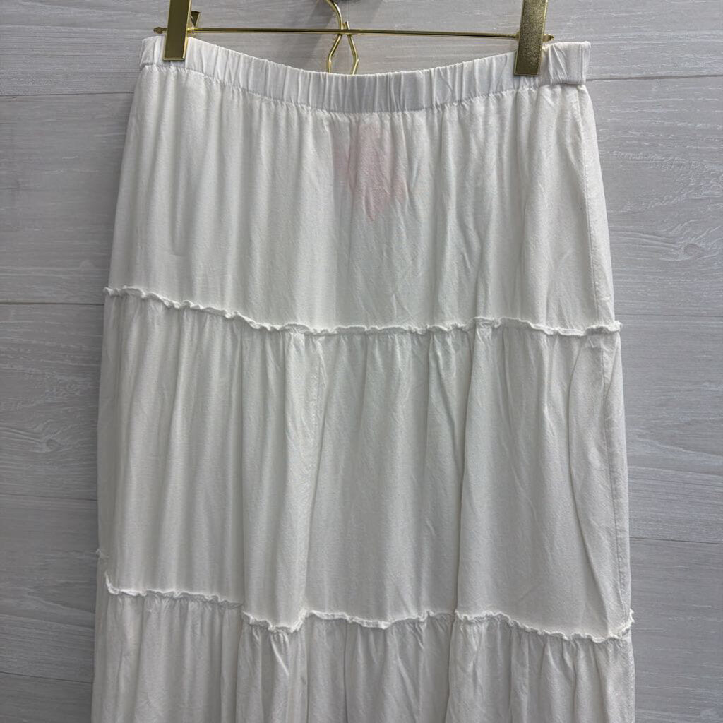 John Galt White Tiered Maxi Skirt Small/ Medium