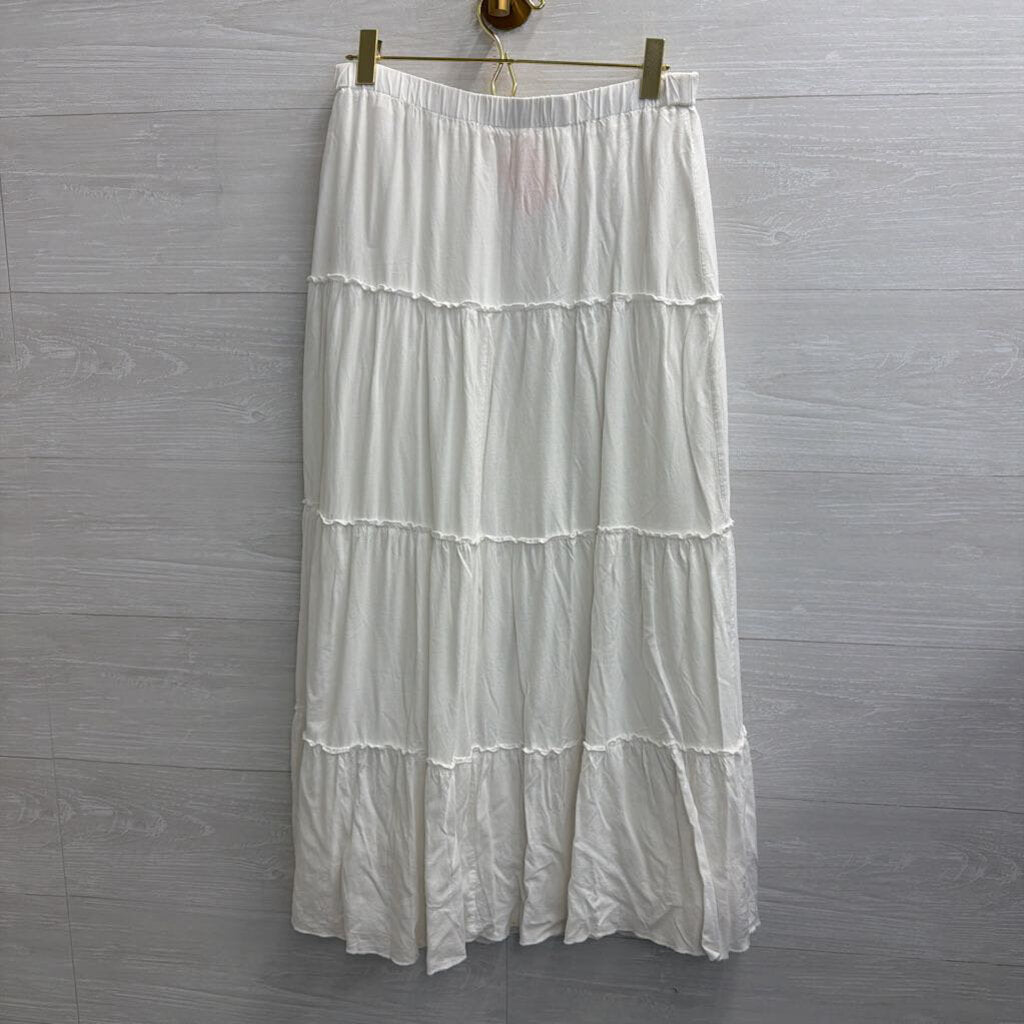 John Galt White Tiered Maxi Skirt Small/ Medium