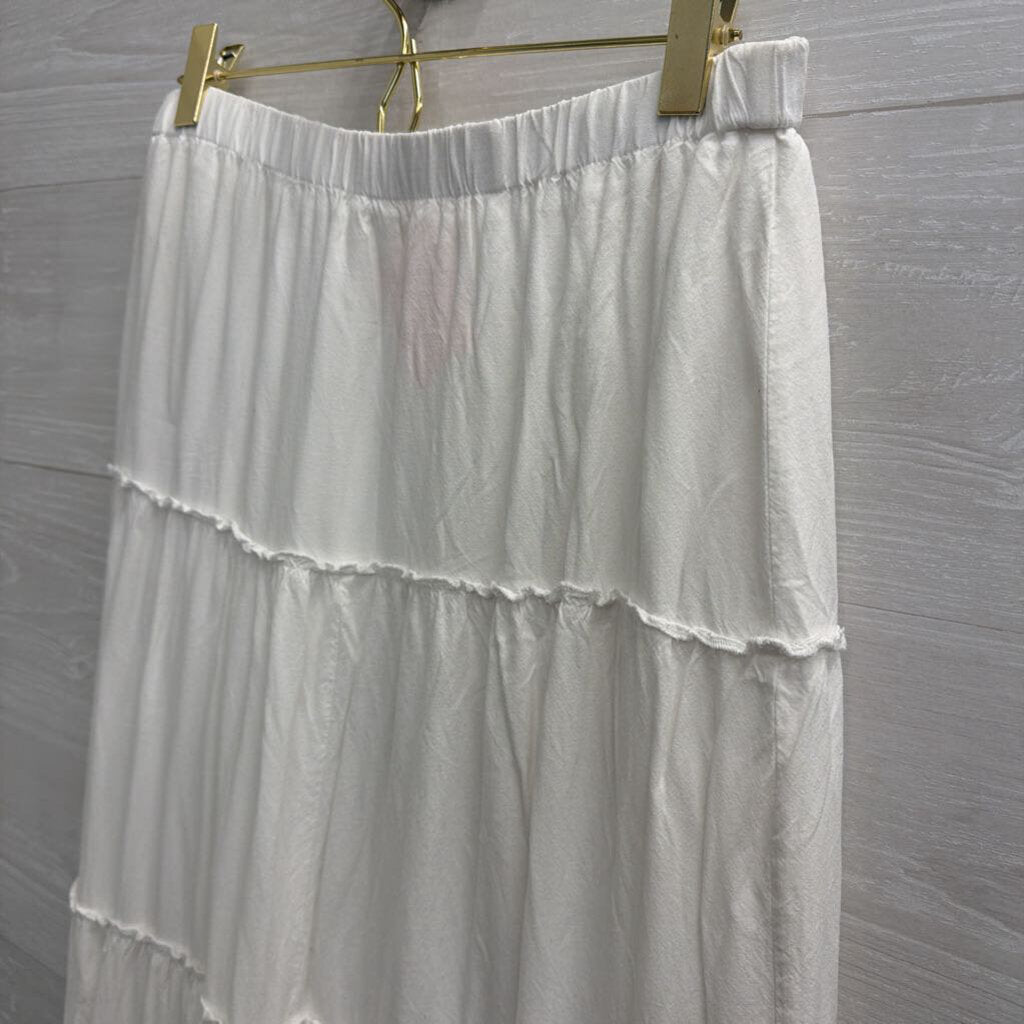 John Galt White Tiered Maxi Skirt Small/ Medium