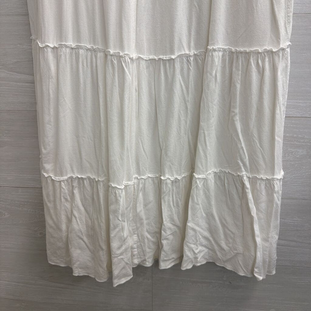 John Galt White Tiered Maxi Skirt Small/ Medium