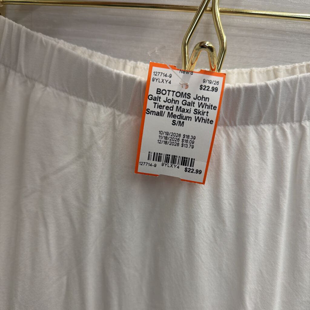 John Galt White Tiered Maxi Skirt Small/ Medium