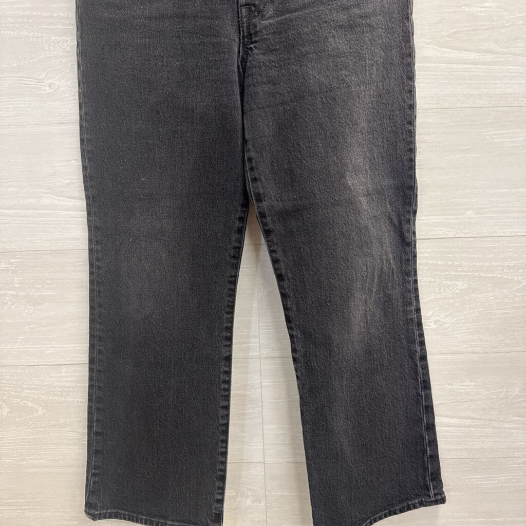 Levi Black Denim Ribcage Crop Boot Jeans 29