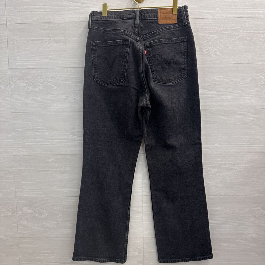 Levi Black Denim Ribcage Crop Boot Jeans 29