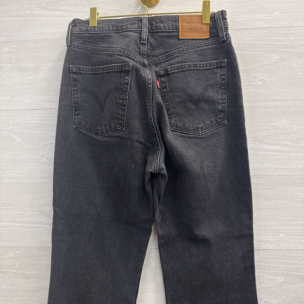 Levi Black Denim Ribcage Crop Boot Jeans 29