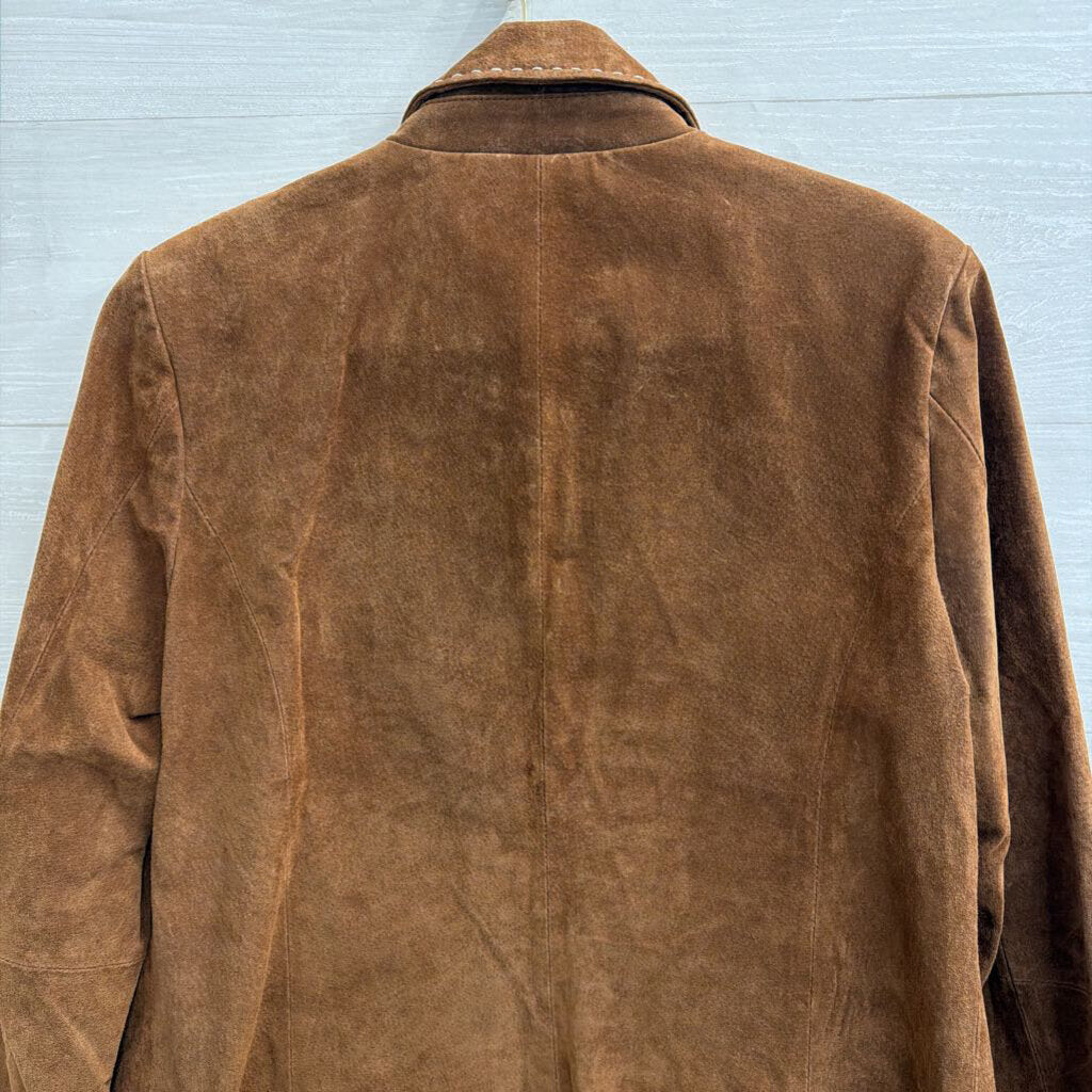 KC Collection Brown 100% Leather Suede Jacket Large