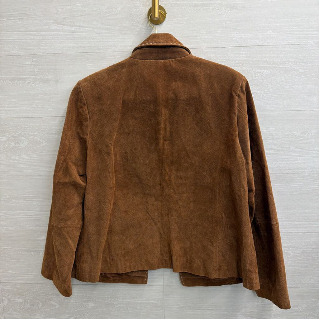 KC Collection Brown 100% Leather Suede Jacket Large