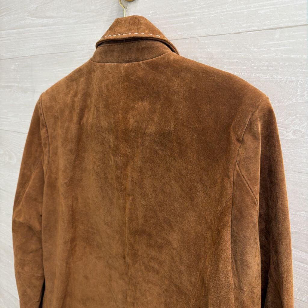 KC Collection Brown 100% Leather Suede Jacket Large