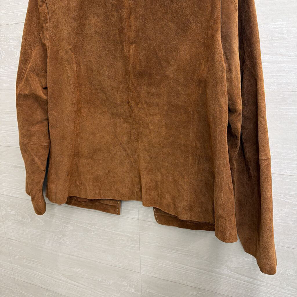 KC Collection Brown 100% Leather Suede Jacket Large