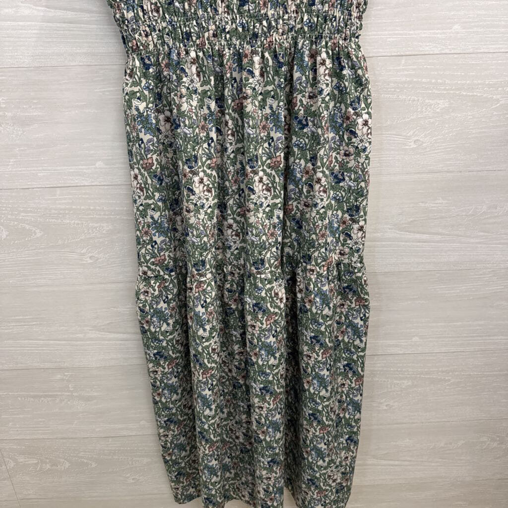 The Main Street Exchange White/ Green Print Short Sleeve Maxi Dress Medium