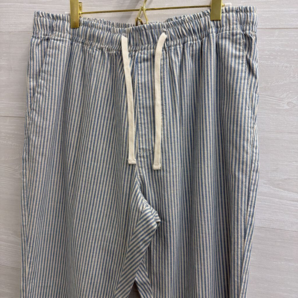Nautica White/ Blue Striped Pull On Pants Medium
