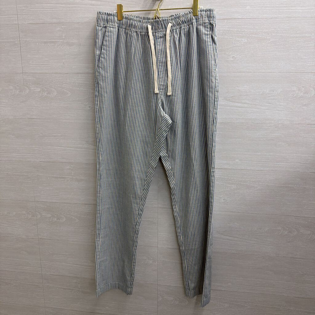 Nautica White/ Blue Striped Pull On Pants Medium