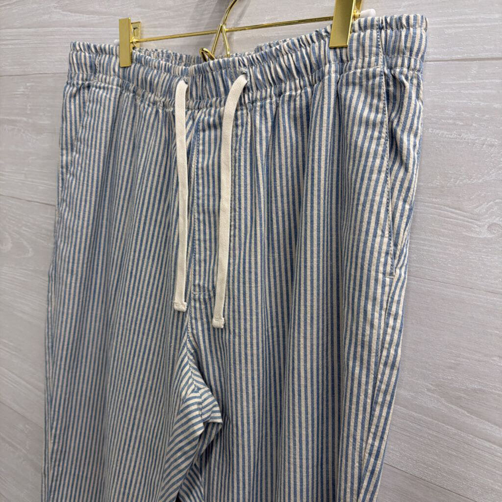 Nautica White/ Blue Striped Pull On Pants Medium