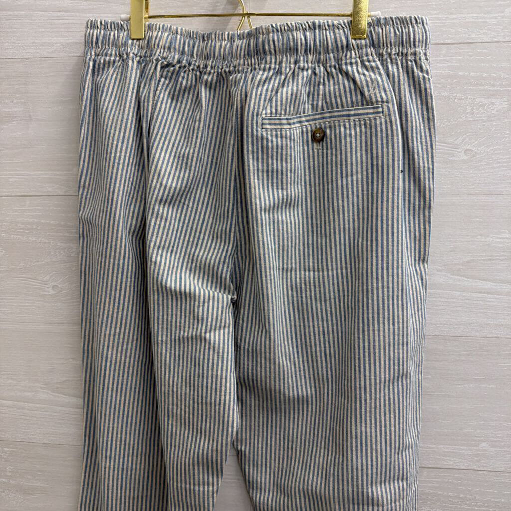 Nautica White/ Blue Striped Pull On Pants Medium