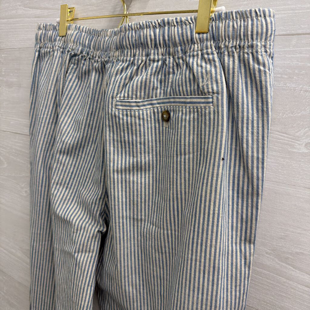 Nautica White/ Blue Striped Pull On Pants Medium