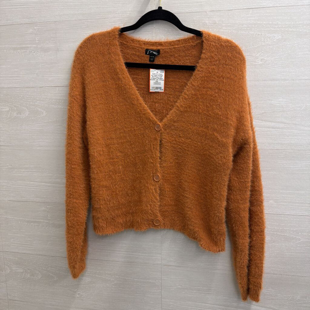 Art Class Orange Soft Fuzzy Knit Cropped Cardigan Sweater XXL