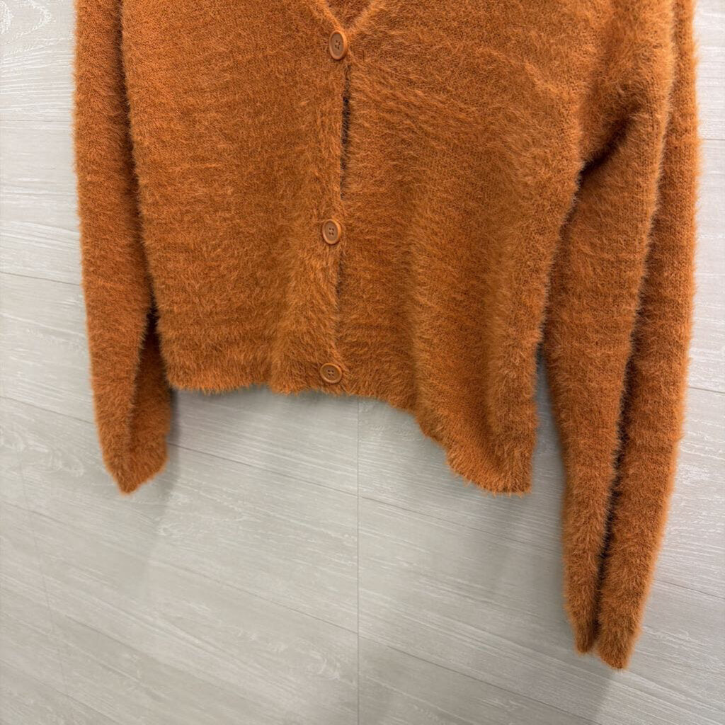 Art Class Orange Soft Fuzzy Knit Cropped Cardigan Sweater XXL