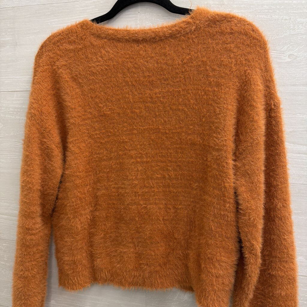 Art Class Orange Soft Fuzzy Knit Cropped Cardigan Sweater XXL