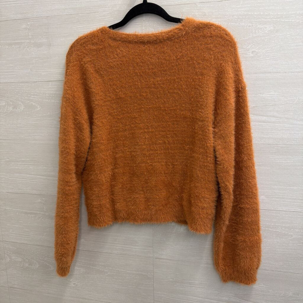 Art Class Orange Soft Fuzzy Knit Cropped Cardigan Sweater XXL