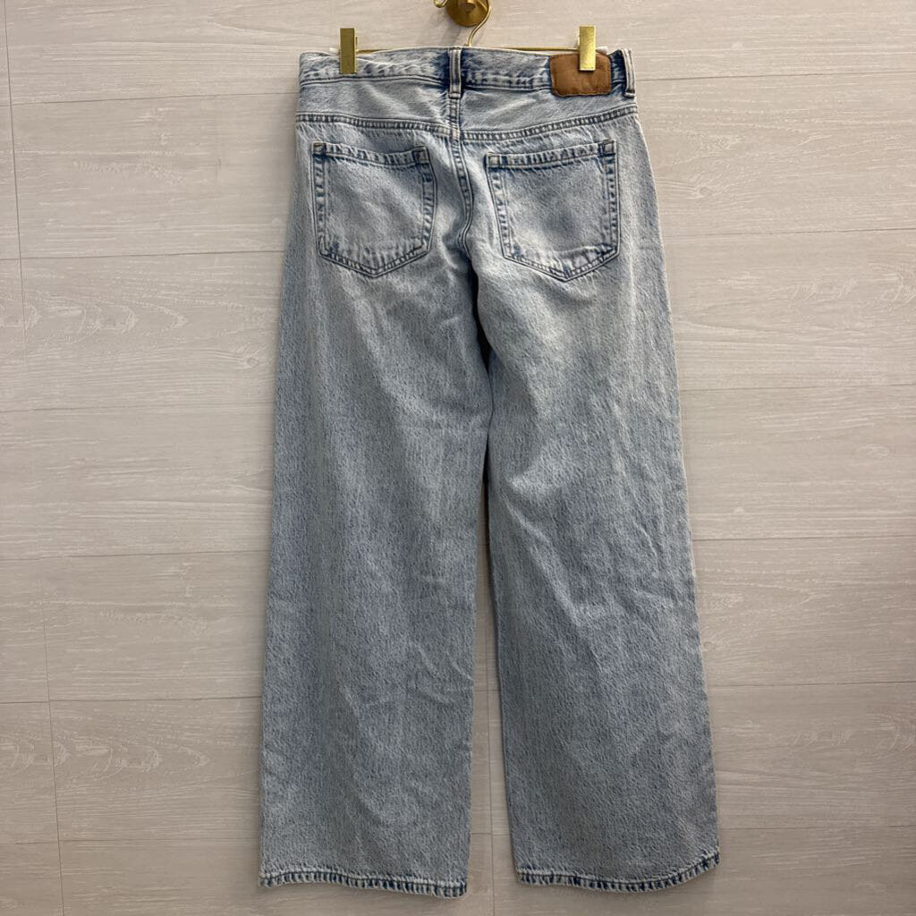 Aeropostale Light Wash Super Low Rise Baggy Wide Leg Jeans 2 Short