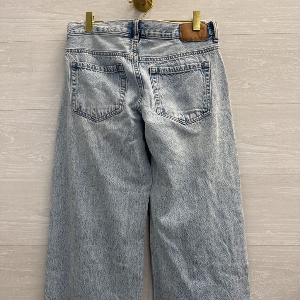 Aeropostale Light Wash Super Low Rise Baggy Wide Leg Jeans 2 Short