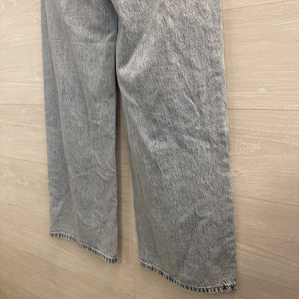 Aeropostale Light Wash Super Low Rise Baggy Wide Leg Jeans 2 Short